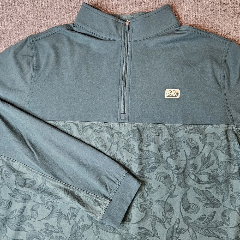 Good Good Golf  Mens Quarter Zip Pullover Size Large Green
